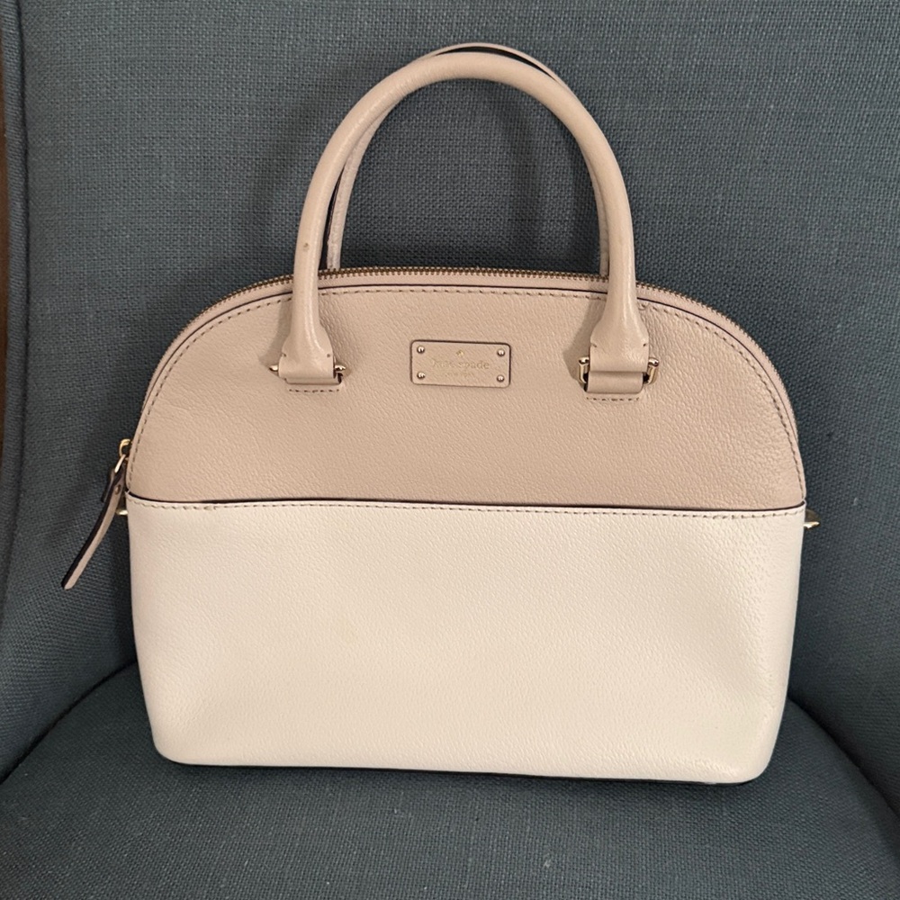 Kate Spade Grove Street CARLI Bag IVORY & TAUPE Leather with 2 Strap options EUC